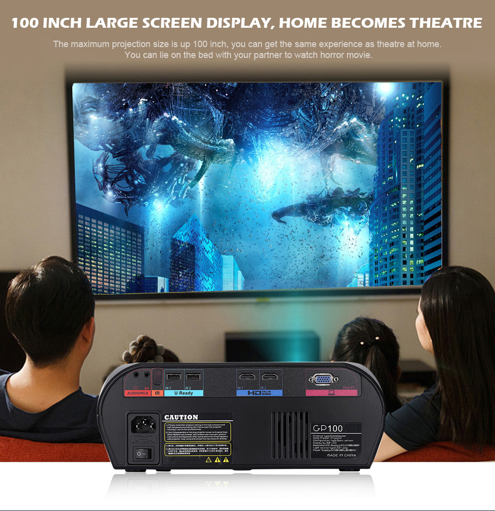 VIVIBRIGHT GP100 Projector Full HD 3200 Lumen 1080P LED LCD Home Theater Cinema Video Proyector